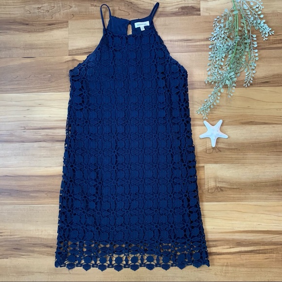 Monteau Women’s High Neck Crochet Overlay Dress, Size XS - Picture 4 of 11